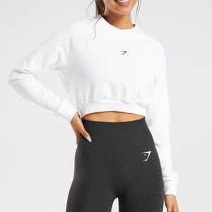 Gymshark white training cropped sweater XS